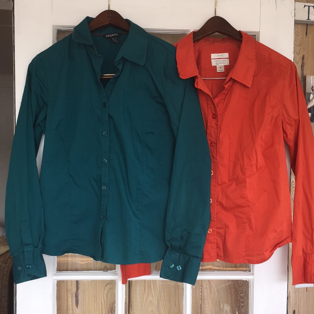 Christopher and banks medium rust long sleeve stretch good condi...